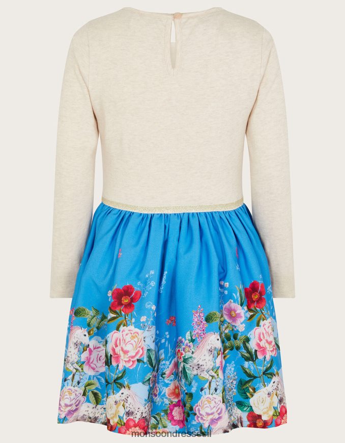 הַלבָּשָׁה Monsoon שמלת סוס פרחונית 2 ב-1 כְּחוֹל ילדה HTJ0TZ1741