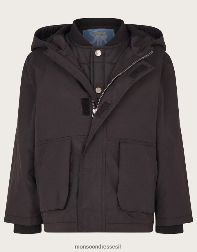 הַלבָּשָׁה Monsoon מעיל פארקה ג'ילט 2 ב-1 שָׁחוֹר יֶלֶד HTJ0TZ2209