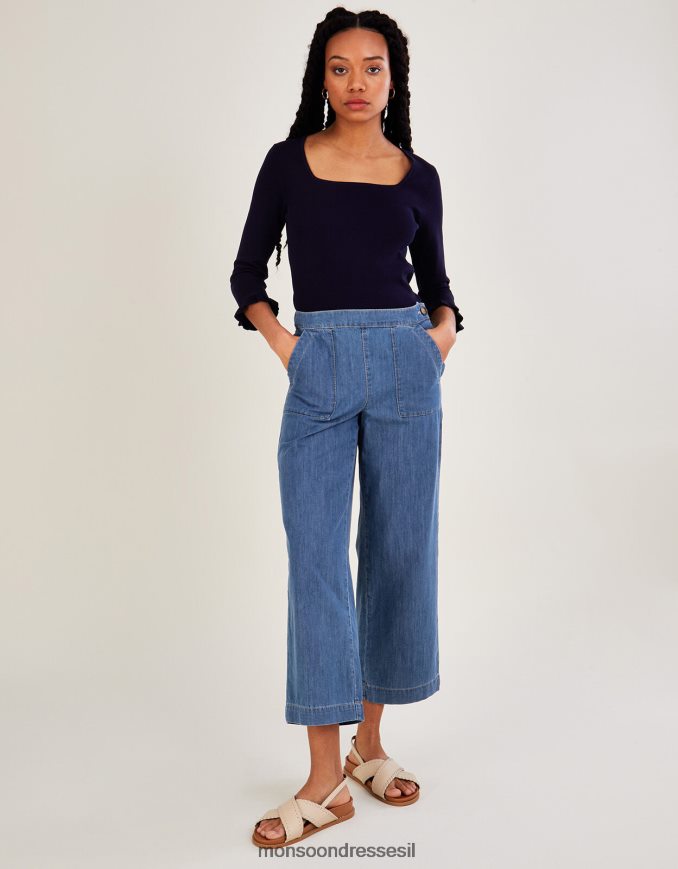 הַלבָּשָׁה Monsoon מגשר עם צווארון מרובע 3/4 שרוול עם lenzing ecovero כחול (צי) נשים HTJ0TZ547