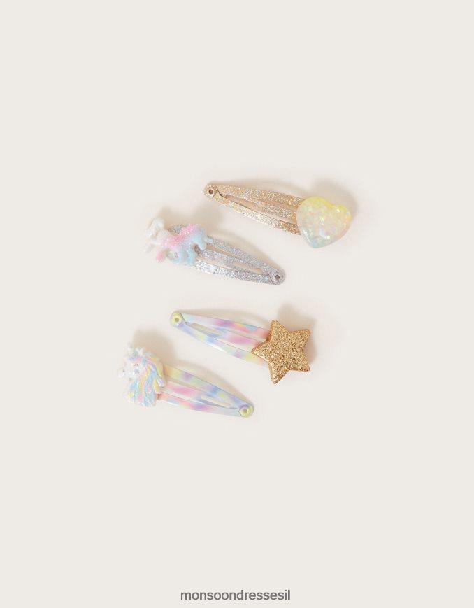 אבזר Monsoon קליפס שיער חד קרן ערפילי חבילה 4 מְעוּדָן ילדה HTJ0TZ2471