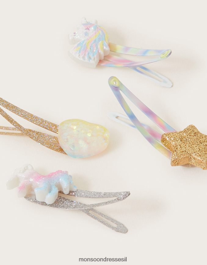 אבזר Monsoon קליפס שיער חד קרן ערפילי חבילה 4 מְעוּדָן ילדה HTJ0TZ2471