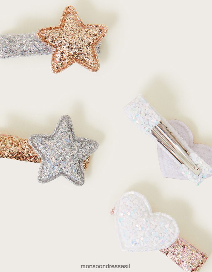 אבזר Monsoon קליפס שיער נוצץ מעורב 4 חבילה מסוגנן ילדה HTJ0TZ2490