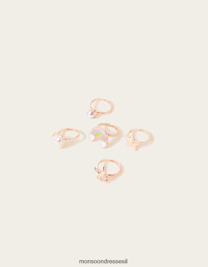 אבזר Monsoon טבעות קשת בענן 5 מארז אופנה ילדה HTJ0TZ1672