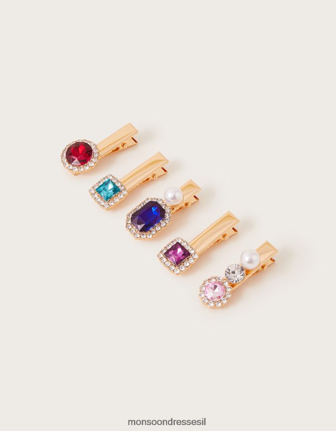 אבזר Monsoon אטבי שיער תכשיט מעורב אוצר 5 חבילה אופנה ילדה HTJ0TZ2484