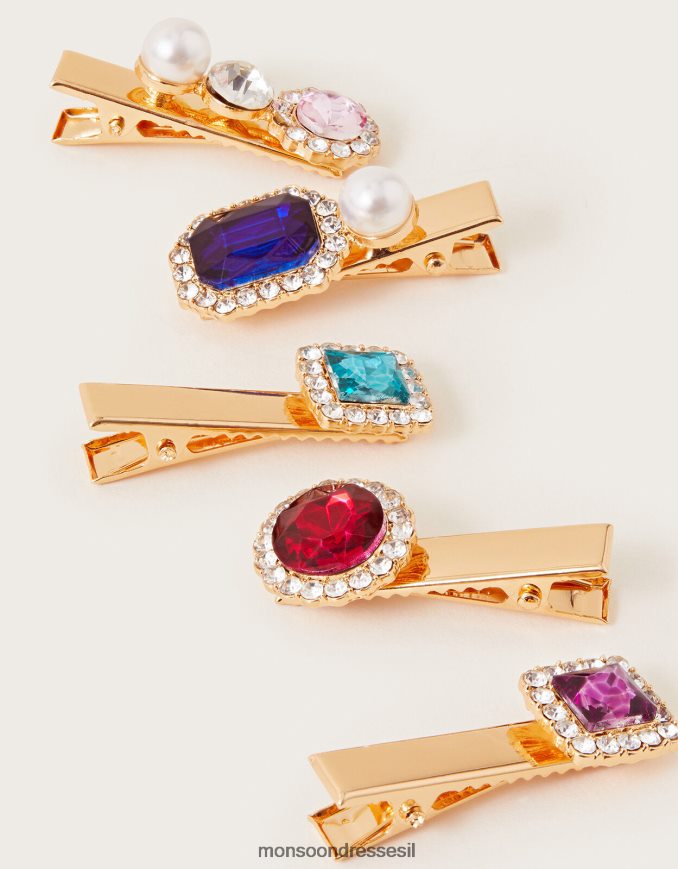 אבזר Monsoon אטבי שיער תכשיט מעורב אוצר 5 חבילה אופנה ילדה HTJ0TZ2484