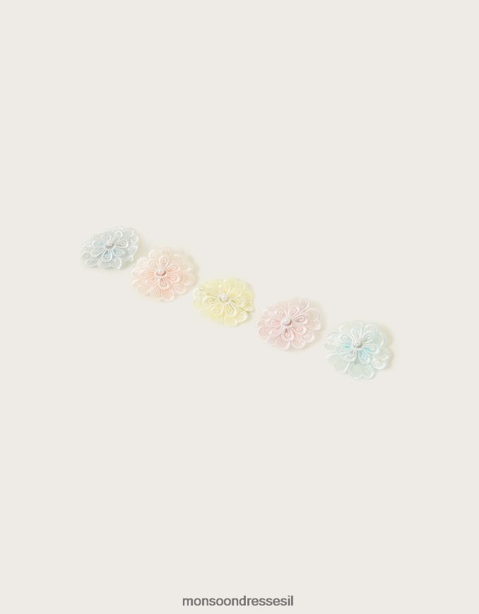 אבזר Monsoon קליפסים לשיער פרחי לייסי חבילה 5 מְעוּדָן ילדה HTJ0TZ2574