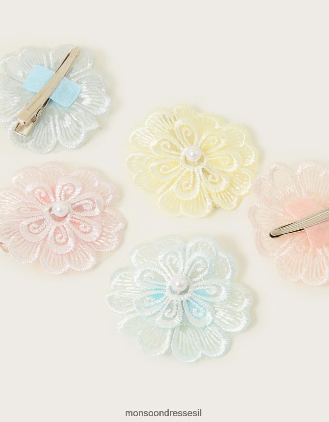 אבזר Monsoon קליפסים לשיער פרחי לייסי חבילה 5 מְעוּדָן ילדה HTJ0TZ2574