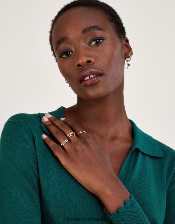 אבזר Monsoon טבעות ערימת ירח נוצצות 6 חבילה זהב נשים HTJ0TZ1308