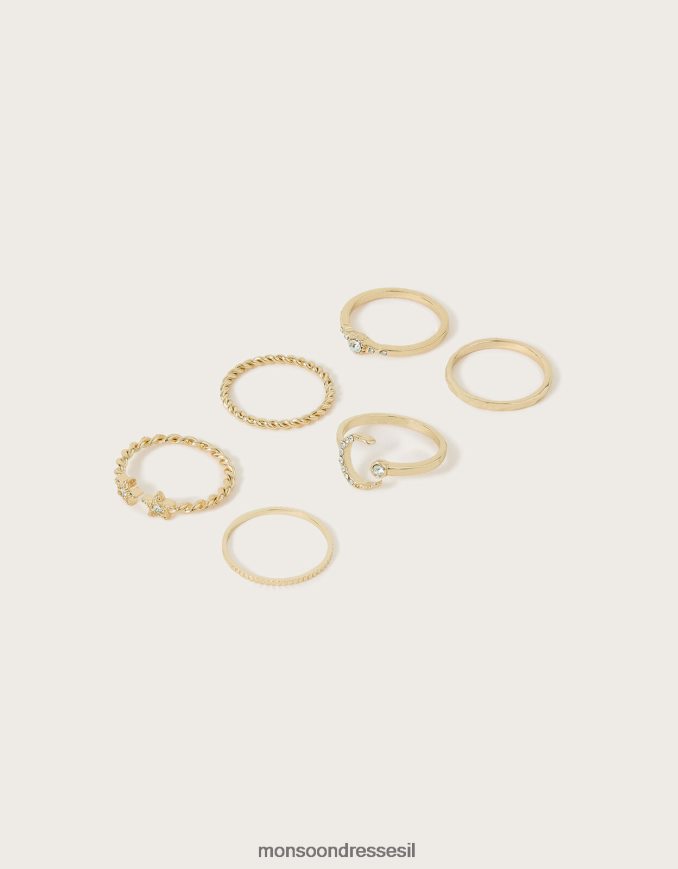 אבזר Monsoon טבעות ערימת ירח נוצצות 6 חבילה זהב נשים HTJ0TZ1308
