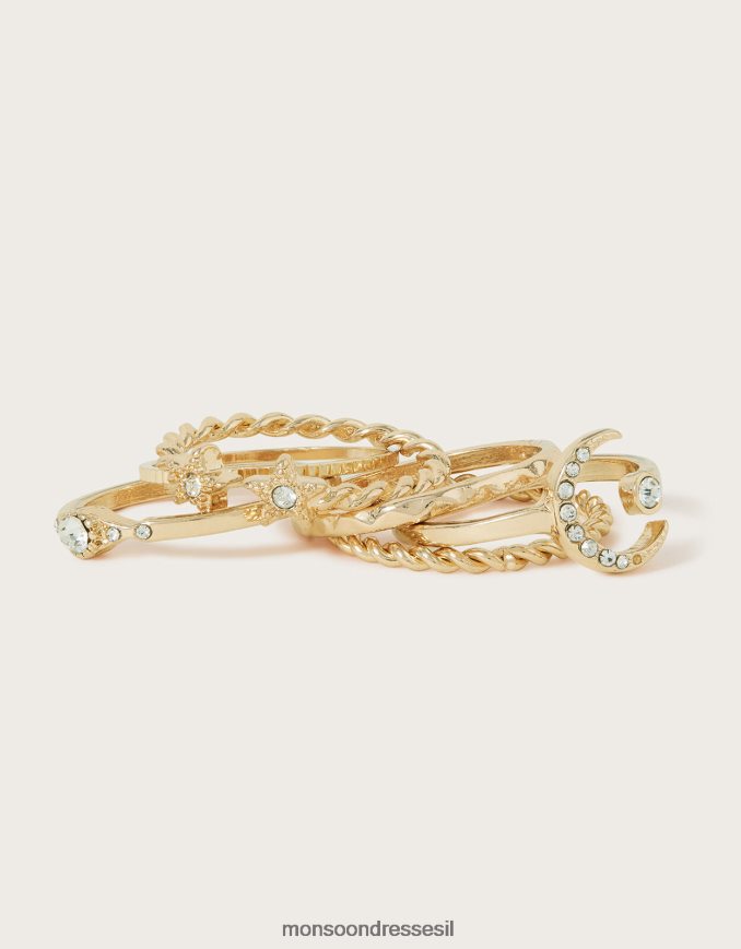 אבזר Monsoon טבעות ערימת ירח נוצצות 6 חבילה זהב נשים HTJ0TZ1308