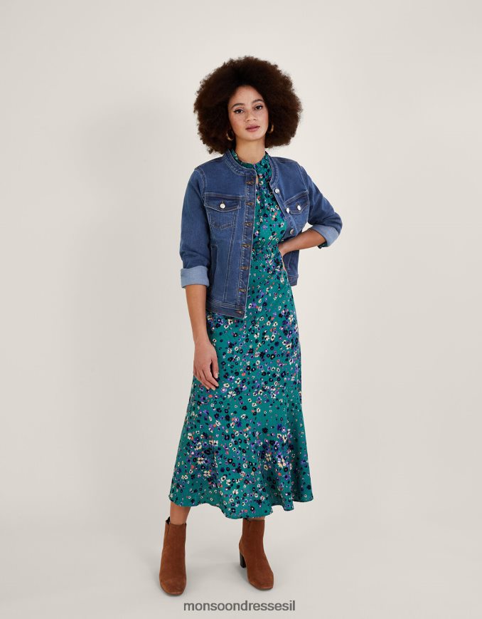 הַלבָּשָׁה Monsoon מעיל ג'ינס ללא צווארון Cassey עם כותנה בת קיימא כחול (כחול ג'ינס) נשים HTJ0TZ721