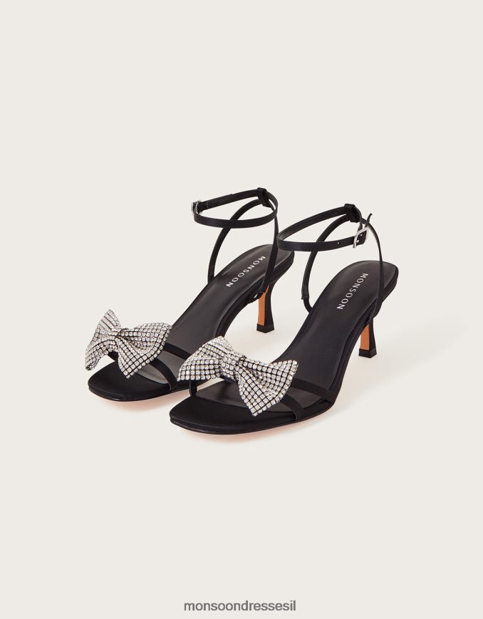הַנעָלָה Monsoon נעלי עקב חתלתול קשת Diamonde שָׁחוֹר נשים HTJ0TZ1460