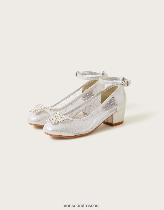 הַנעָלָה Monsoon נעלי עקב של נסיכת פרפר של Diamonde כסף ילדה HTJ0TZ2345