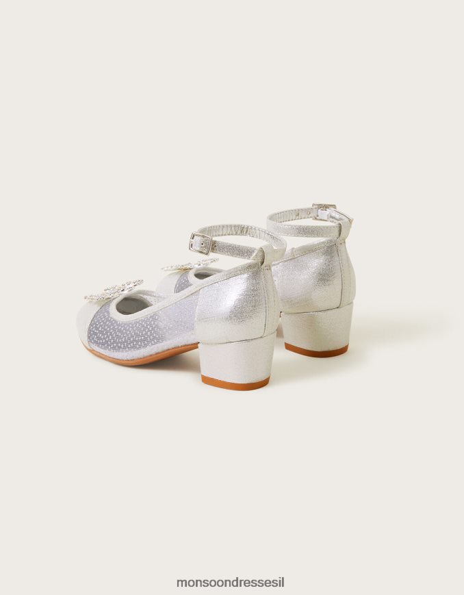 הַנעָלָה Monsoon נעלי עקב של נסיכת פרפר של Diamonde כסף ילדה HTJ0TZ2345