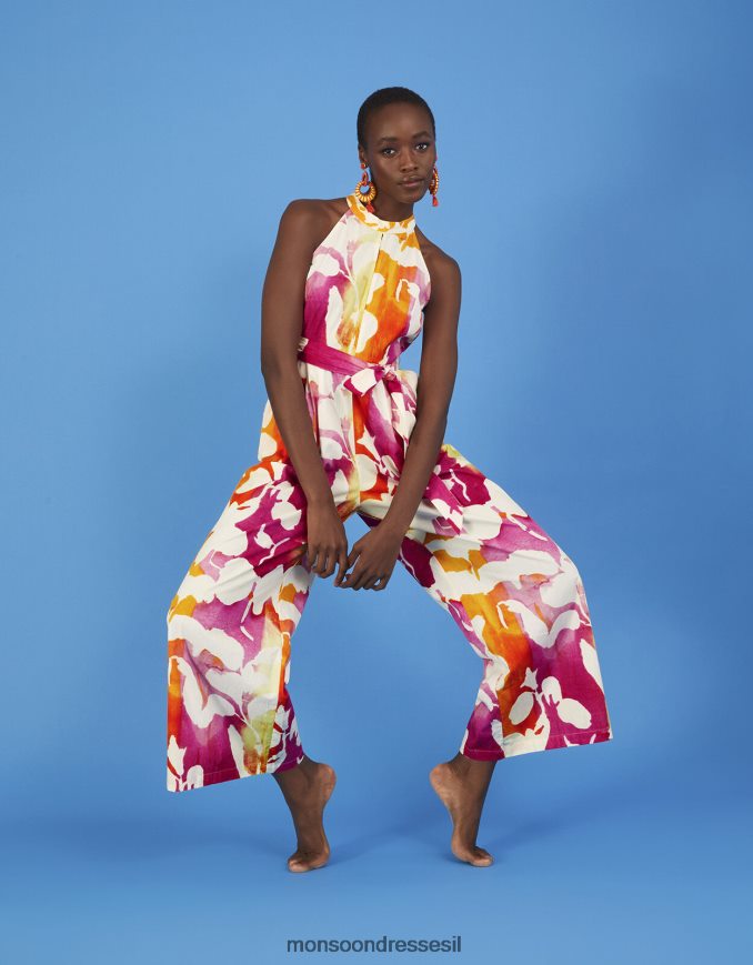 הַלבָּשָׁה Monsoon סרבל הדפס מופשט של Elaxi וָרוֹד נשים HTJ0TZ719