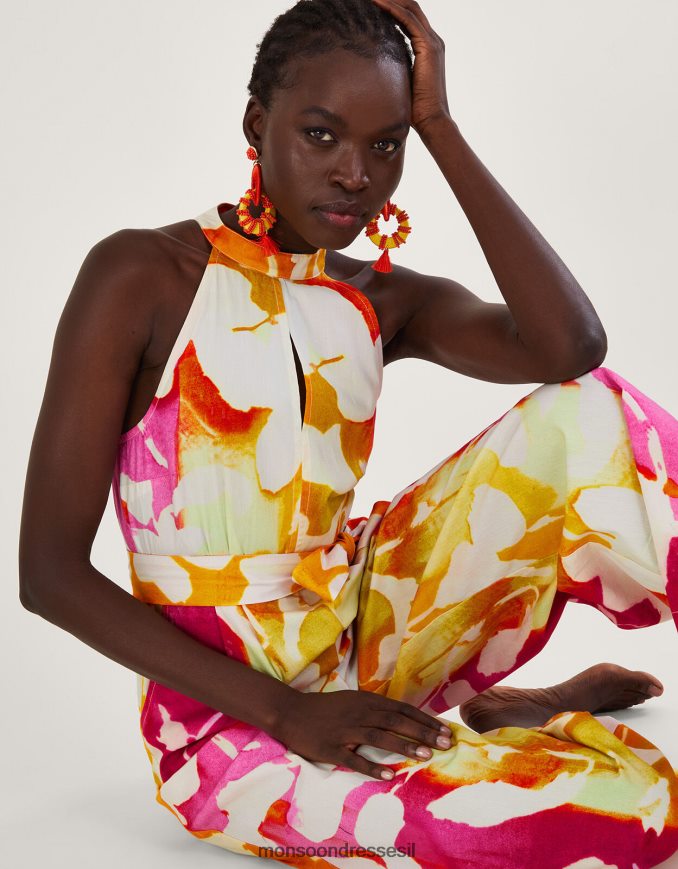 הַלבָּשָׁה Monsoon סרבל הדפס מופשט של Elaxi וָרוֹד נשים HTJ0TZ719