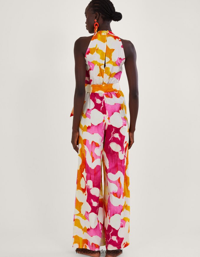 הַלבָּשָׁה Monsoon סרבל הדפס מופשט של Elaxi וָרוֹד נשים HTJ0TZ719