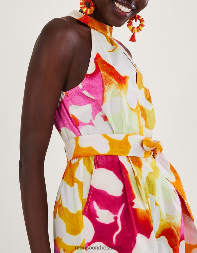 הַלבָּשָׁה Monsoon סרבל הדפס מופשט של Elaxi וָרוֹד נשים HTJ0TZ719