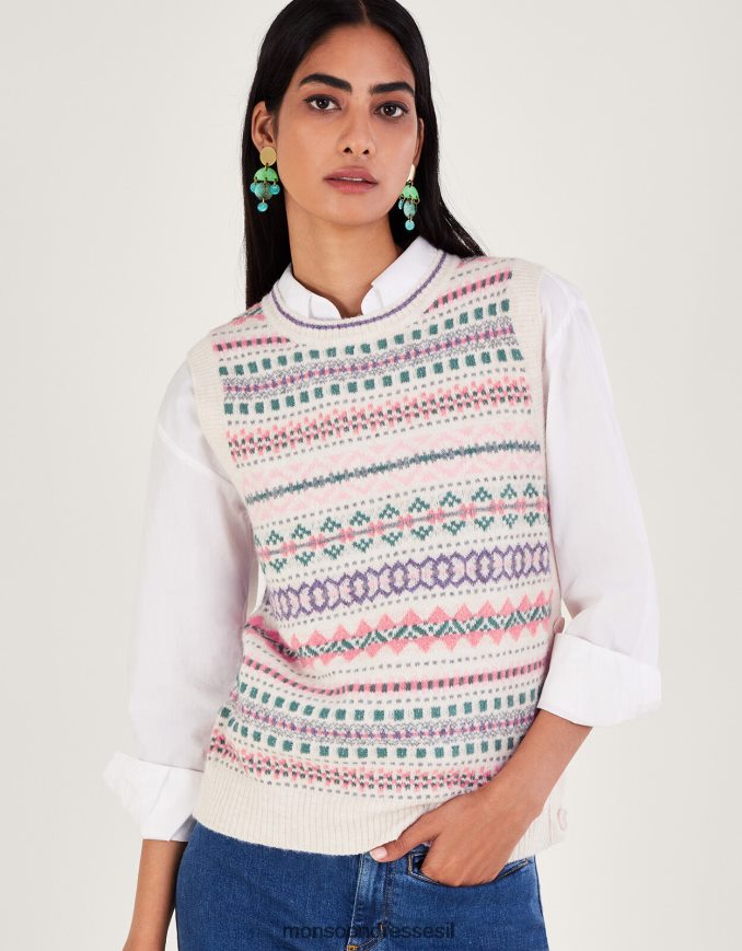 הַלבָּשָׁה Monsoon Fair isle tabard שֶׁנהָב נשים HTJ0TZ147