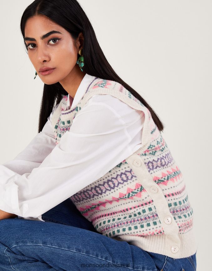 הַלבָּשָׁה Monsoon Fair isle tabard שֶׁנהָב נשים HTJ0TZ147