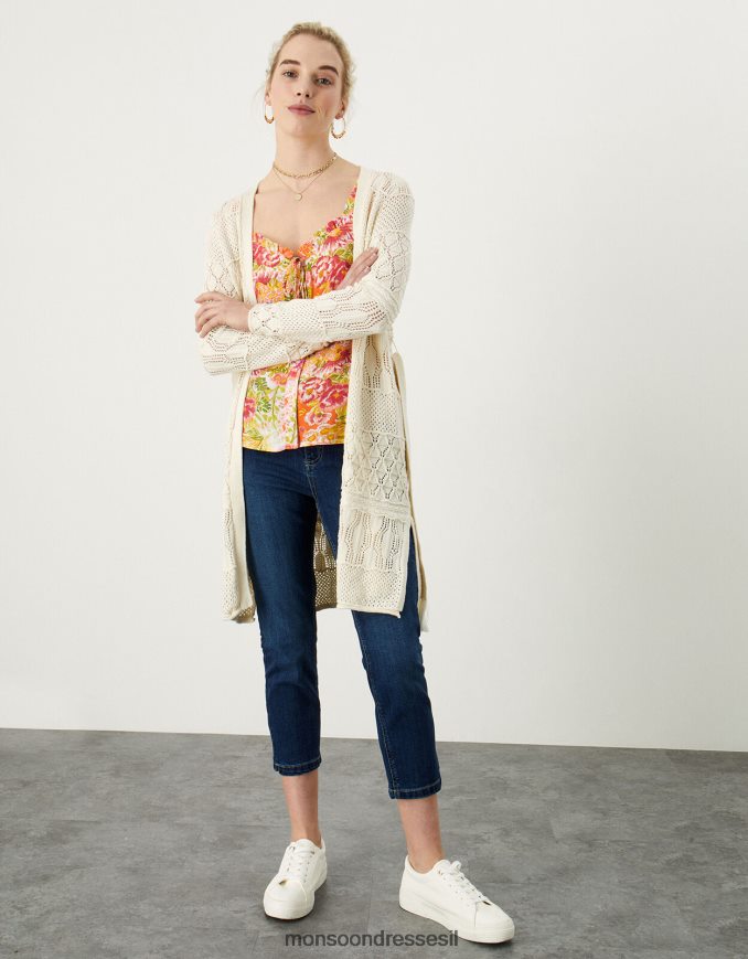 הַלבָּשָׁה Monsoon קרדיגן ארוך עם תפר קרושה שֶׁנהָב נשים HTJ0TZ1003