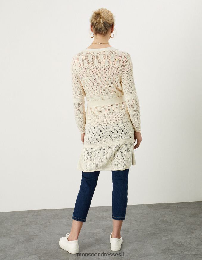 הַלבָּשָׁה Monsoon קרדיגן ארוך עם תפר קרושה שֶׁנהָב נשים HTJ0TZ1003