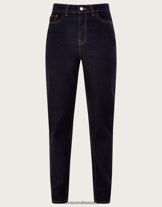 הַלבָּשָׁה Monsoon ג'ינס ג'ינס ישר בגזרה גבוהה עם כותנה בת קיימא כחול (אינדיגו) נשים HTJ0TZ1007