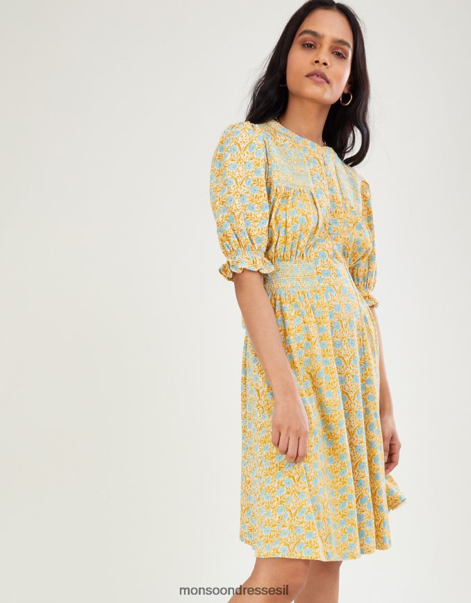 הַלבָּשָׁה Monsoon שמלה פרחונית דפוקה צהוב (אוקרה) נשים HTJ0TZ1018