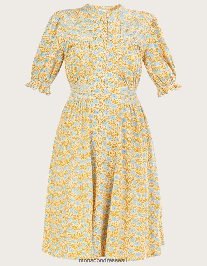 הַלבָּשָׁה Monsoon שמלה פרחונית דפוקה צהוב (אוקרה) נשים HTJ0TZ1018