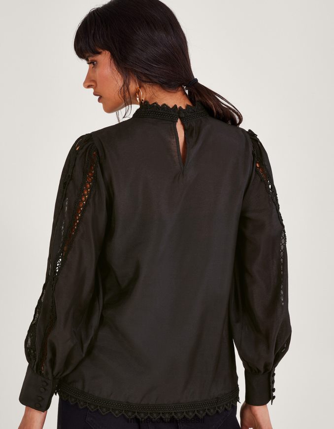 הַלבָּשָׁה Monsoon חולצת פרפר לולה שָׁחוֹר נשים HTJ0TZ101