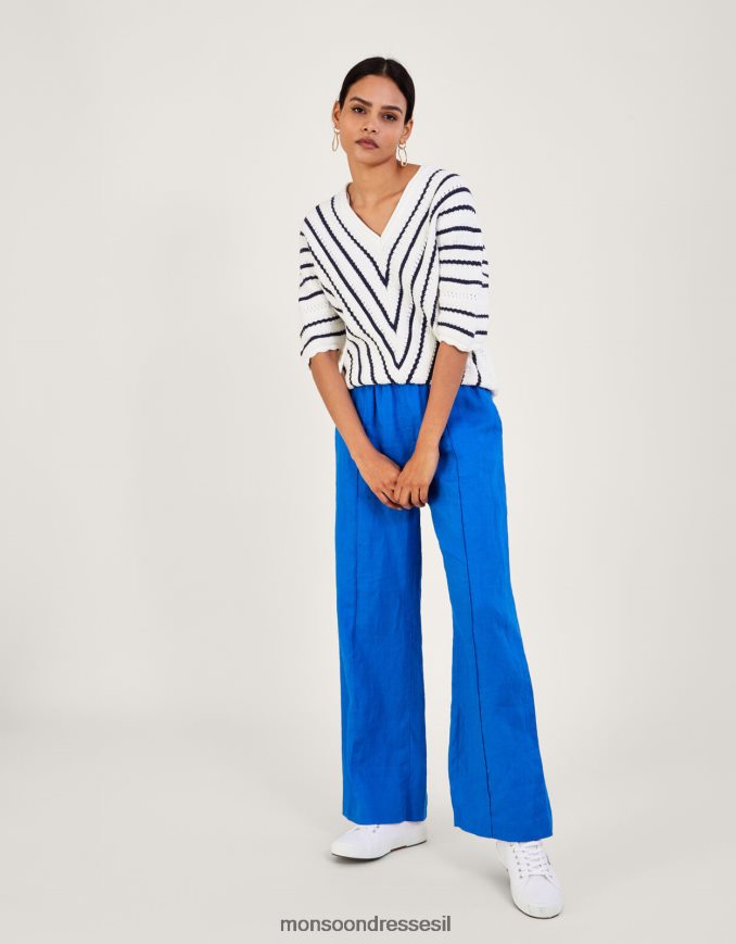 הַלבָּשָׁה Monsoon מגשר פסים במרקם שברון מכותנה בת קיימא כחול (צי) נשים HTJ0TZ1022