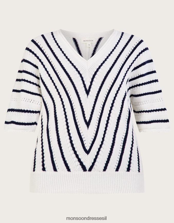 הַלבָּשָׁה Monsoon מגשר פסים במרקם שברון מכותנה בת קיימא כחול (צי) נשים HTJ0TZ1022