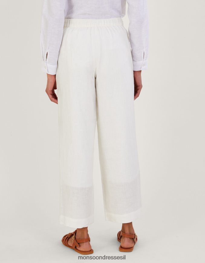 הַלבָּשָׁה Monsoon מכנסי פשתן נשלפים לבן נשים HTJ0TZ1027