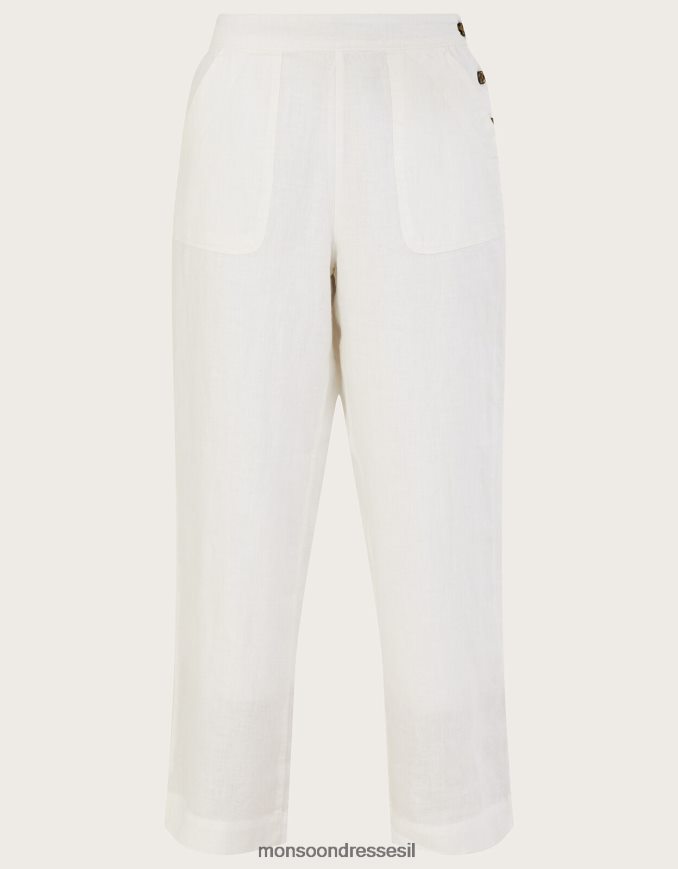 הַלבָּשָׁה Monsoon מכנסי פשתן נשלפים לבן נשים HTJ0TZ1027