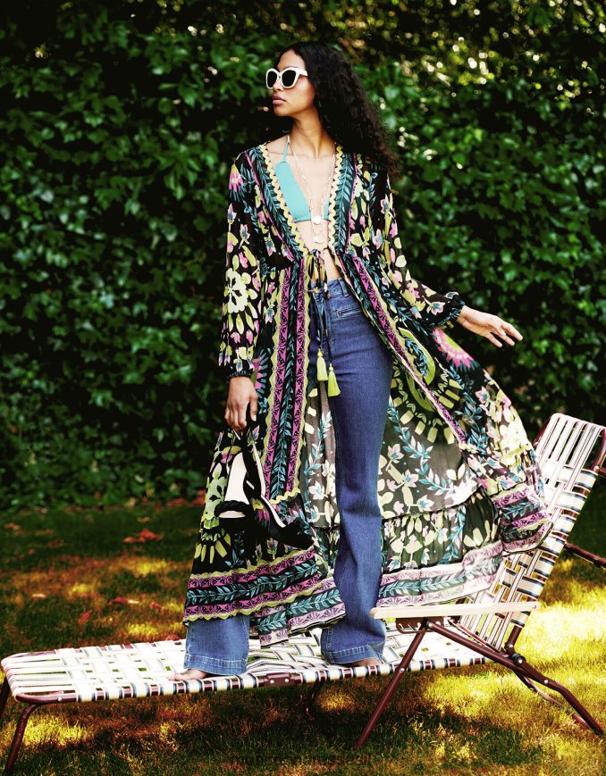 הַלבָּשָׁה Monsoon מכנסי ג'ינס מתרחבים עם כותנה בת קיימא כחול (כחול ג'ינס) נשים HTJ0TZ1029