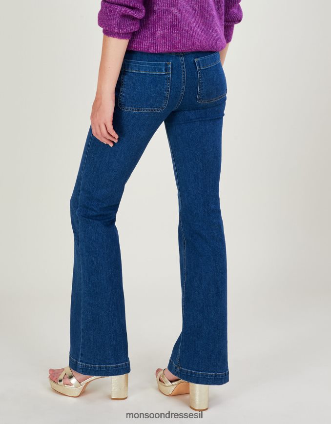 הַלבָּשָׁה Monsoon מכנסי ג'ינס מתרחבים עם כותנה בת קיימא כחול (כחול ג'ינס) נשים HTJ0TZ1029