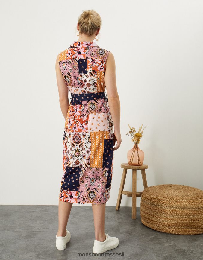 הַלבָּשָׁה Monsoon כפתור הדפסת טלאים דרך השמלה רַב נשים HTJ0TZ1031