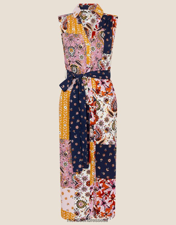 הַלבָּשָׁה Monsoon כפתור הדפסת טלאים דרך השמלה רַב נשים HTJ0TZ1031