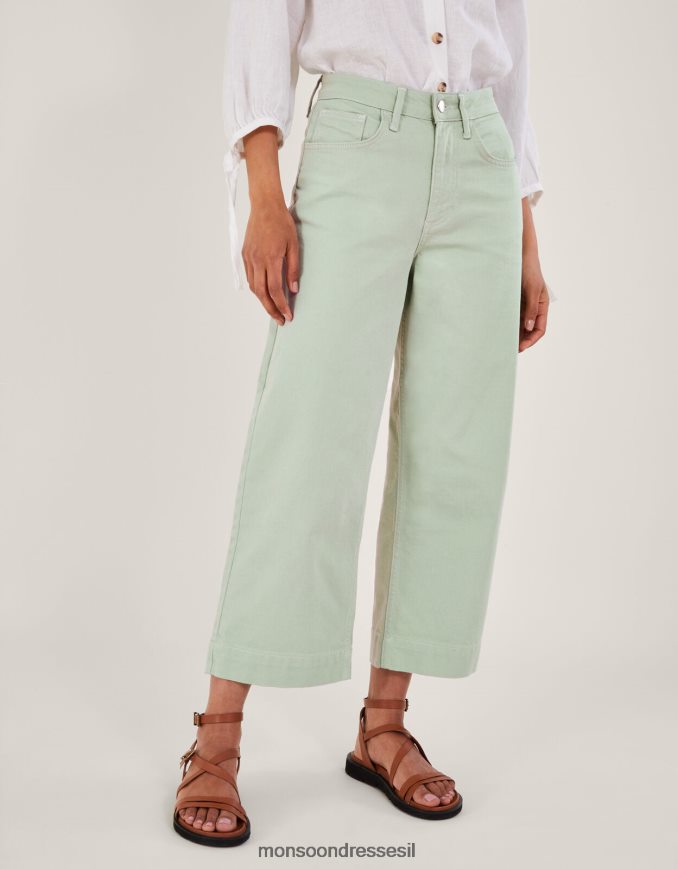 הַלבָּשָׁה Monsoon מכנסי ג'ינס בגזרת רגליים רחבות ירוק (מרווה) נשים HTJ0TZ1032