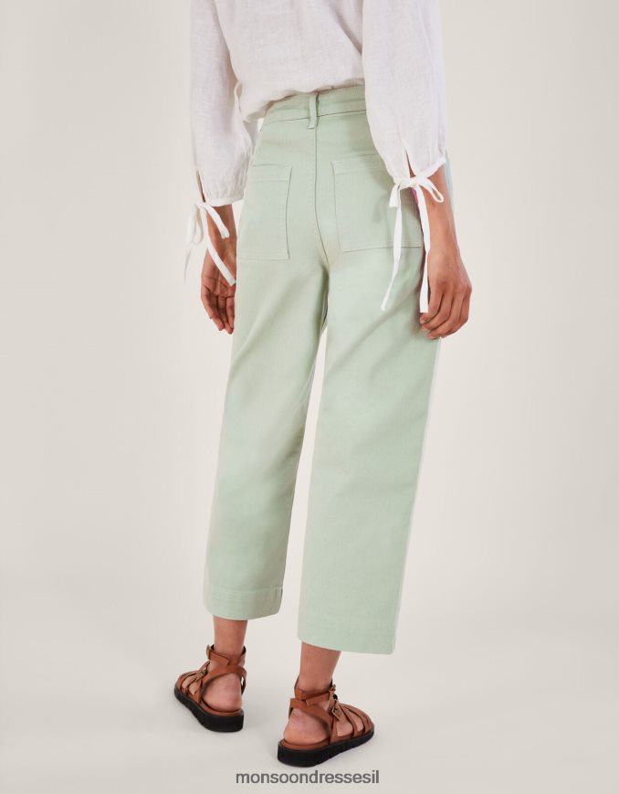 הַלבָּשָׁה Monsoon מכנסי ג'ינס בגזרת רגליים רחבות ירוק (מרווה) נשים HTJ0TZ1032