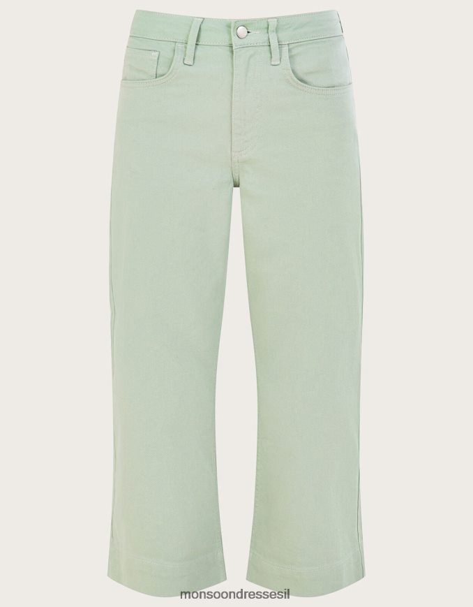 הַלבָּשָׁה Monsoon מכנסי ג'ינס בגזרת רגליים רחבות ירוק (מרווה) נשים HTJ0TZ1032