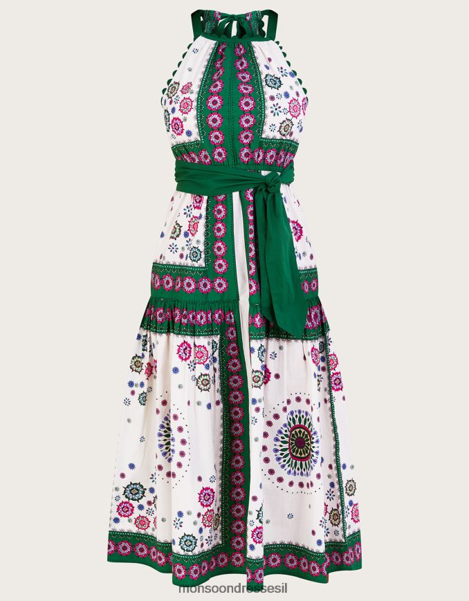 הַלבָּשָׁה Monsoon שמלת מיידי בהדפס צעיף ירוק נשים HTJ0TZ1036