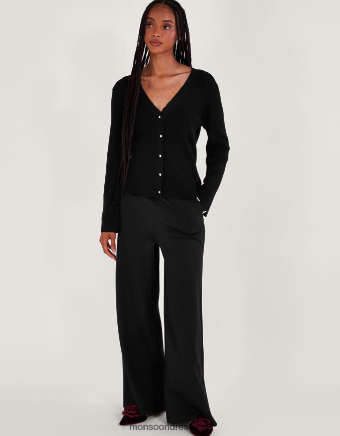 הַלבָּשָׁה Monsoon קרדיגן כפתורי פנינה שָׁחוֹר נשים HTJ0TZ103