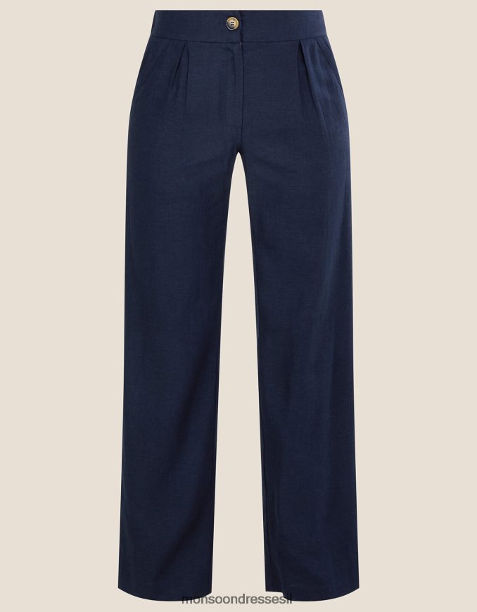 הַלבָּשָׁה Monsoon מכנסי ליילה בתערובת פשתן כחול (צי) נשים HTJ0TZ1048