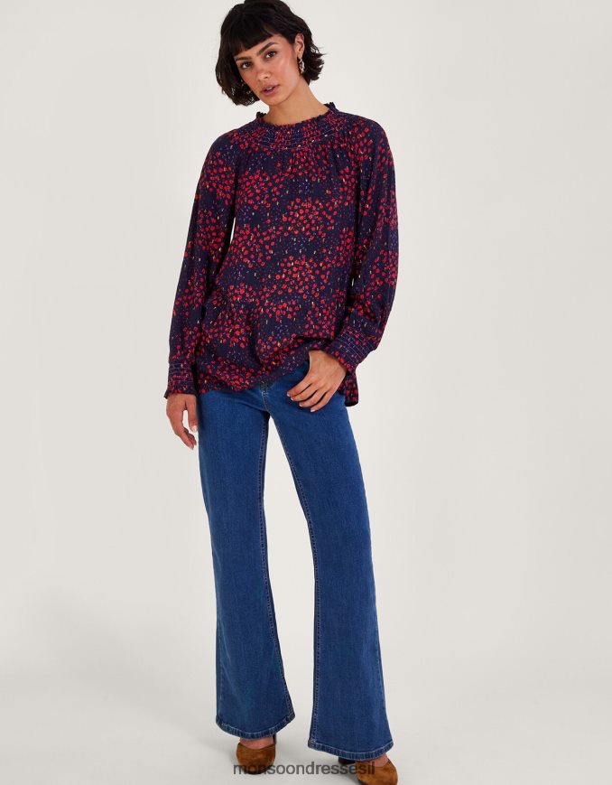 הַלבָּשָׁה Monsoon טופ ספוט מתכתי כחול (צי) נשים HTJ0TZ104