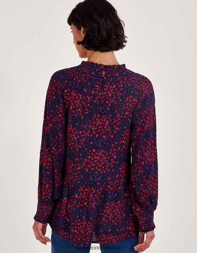 הַלבָּשָׁה Monsoon טופ ספוט מתכתי כחול (צי) נשים HTJ0TZ104