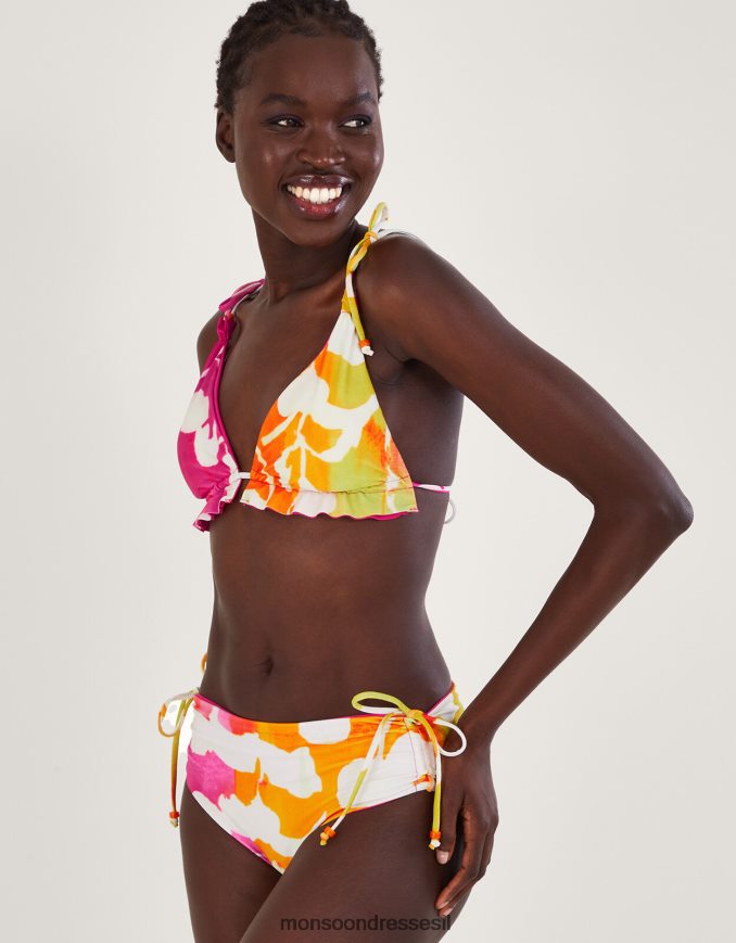 הַלבָּשָׁה Monsoon תחתוני ביקיני מרופטים בהדפס אבסטרקטי עם פוליאסטר ממוחזר וָרוֹד נשים HTJ0TZ1053