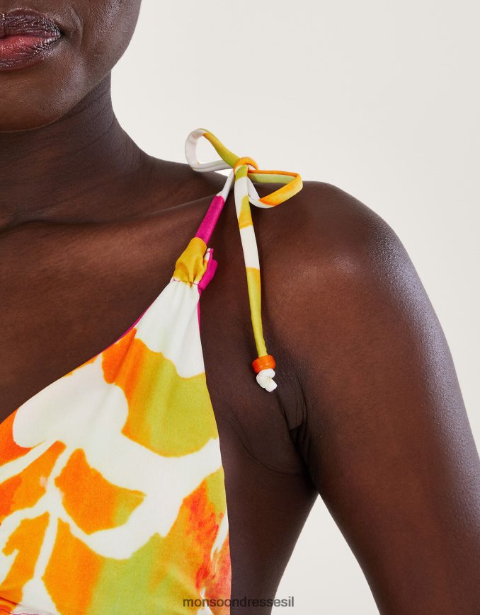 הַלבָּשָׁה Monsoon חולצת ביקיני סלסול עם הדפס אבסטרקטי עם פוליאסטר ממוחזר וָרוֹד נשים HTJ0TZ1054