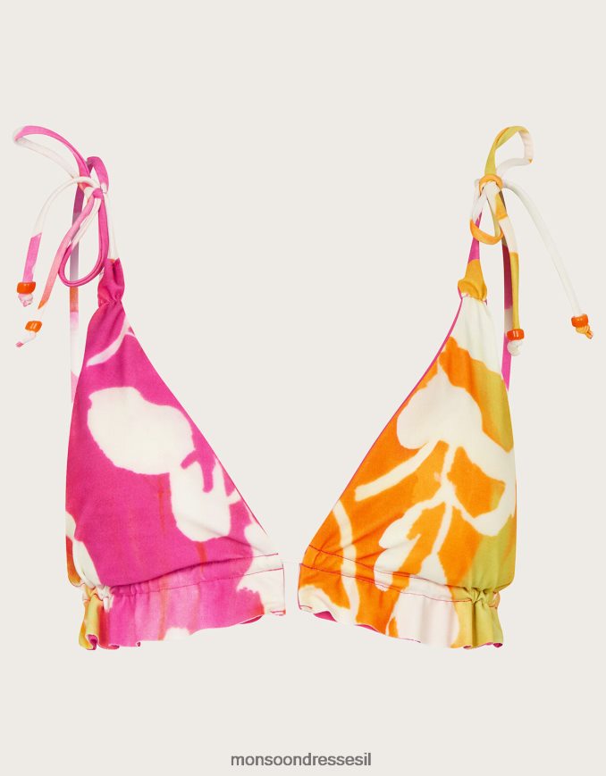 הַלבָּשָׁה Monsoon חולצת ביקיני סלסול עם הדפס אבסטרקטי עם פוליאסטר ממוחזר וָרוֹד נשים HTJ0TZ1054