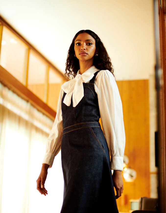 הַלבָּשָׁה Monsoon חולצת פולי כוס קשת שֶׁנהָב נשים HTJ0TZ106